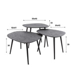 Salontafel set/3 vierhoekig metallic / Grijs (Magazijn sale)