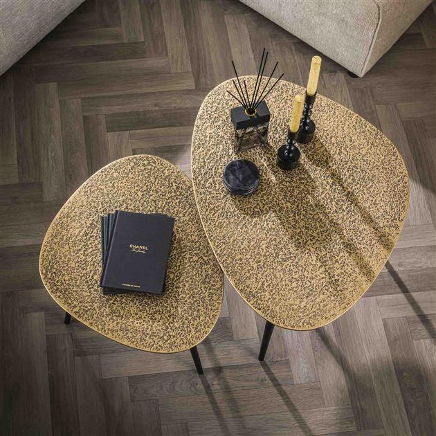 Salontafel set/2 driehoekig metallic / Brons antiek / Brons antiek