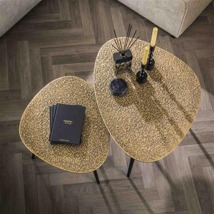 Salontafel set/2 driehoekig metallic / Brons antiek / Brons antiek