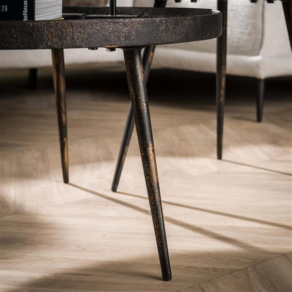 Salontafel set van 2 stuks rond metallic / Grijs