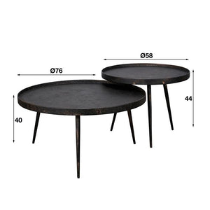 Salontafel set van 2 stuks rond metallic / Grijs