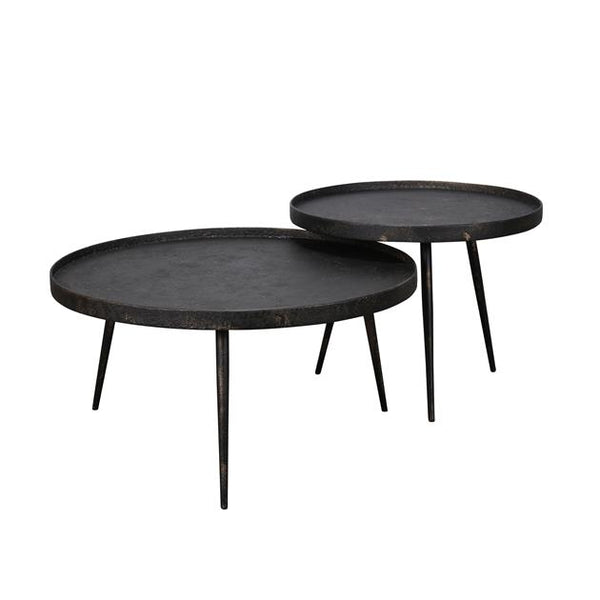 Salontafel set van 2 stuks rond metallic / Grijs