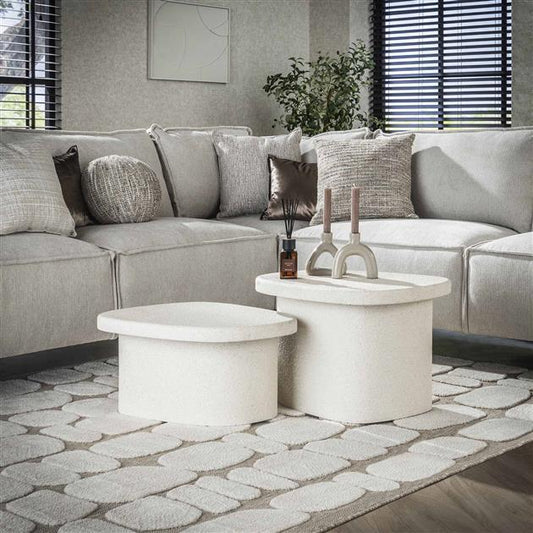 Salontafel set van 2 stone organic / Marmer composiet (Magazijn sale)