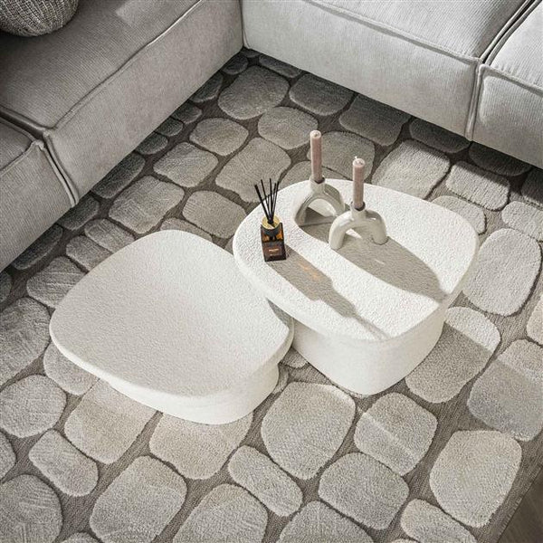 Salontafel set van 2 stone organic / Marmer composiet (Magazijn sale)