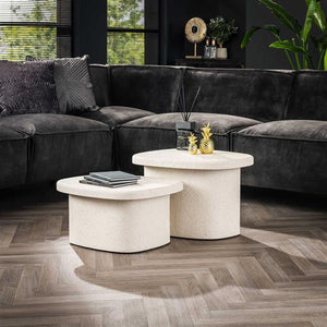 Salontafel set van 2 stone organic / Marmer composiet (Magazijn sale)
