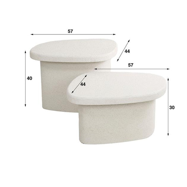 Salontafel set van 2 stone organic / Marmer composiet (Magazijn sale)