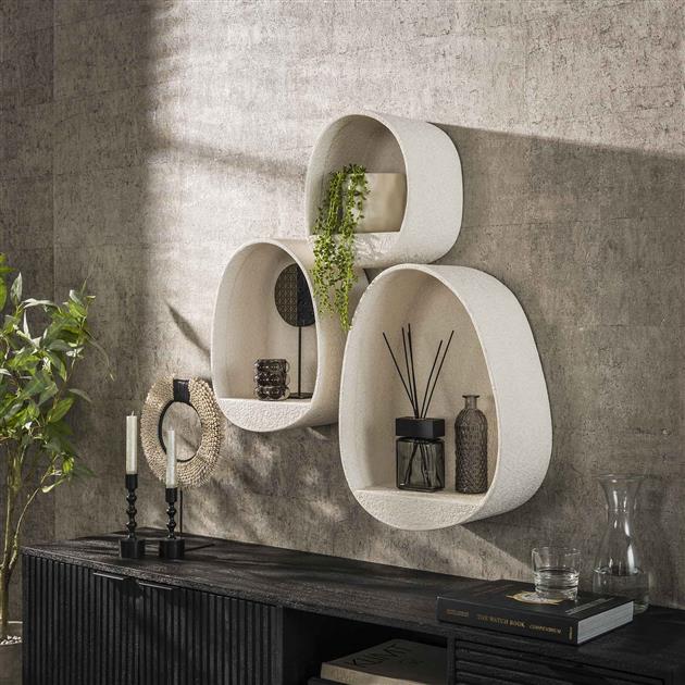 Wandschap set van 3 stone druppel / Marmer composiet (Magazijn sale)