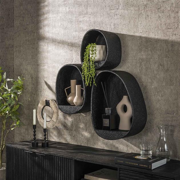Wandschap set/3 metallic druppel / Grijs (Magazijn sale)