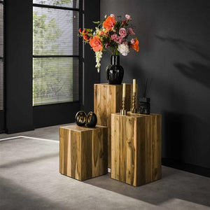 Bloemenzuil bole 85 cm / Massief gerecycled teakhout (Magazijn sale)