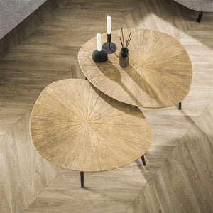 Salontafel set van 2 organisch ray metal / Brons ray metal