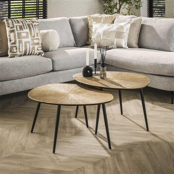 Salontafel set van 2 organisch ray metal / Brons ray metal