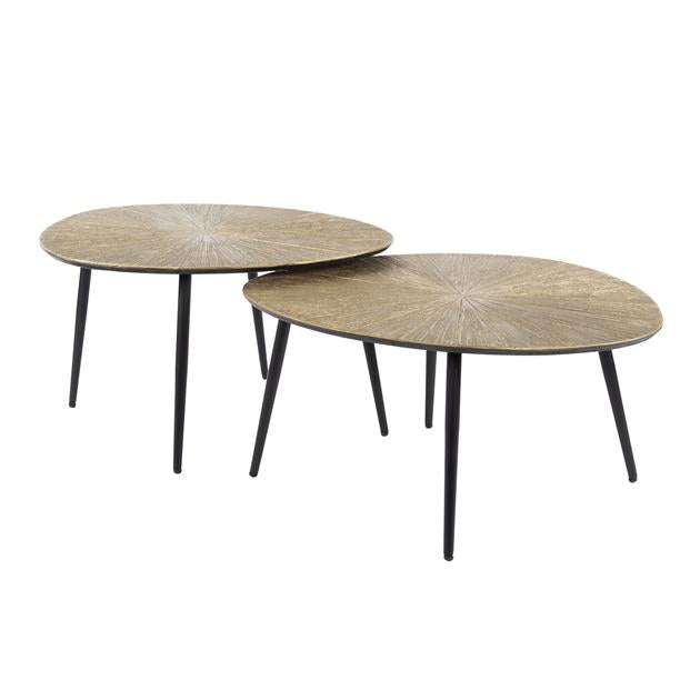 Salontafel set van 2 organisch ray metal / Brons ray metal