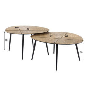 Salontafel set van 2 organisch ray metal / Brons ray metal