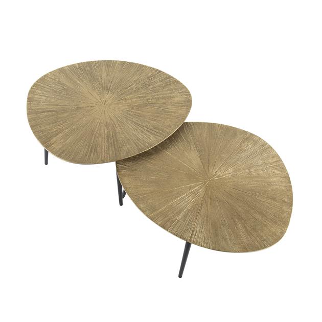 Salontafel set van 2 organisch ray metal / Brons ray metal
