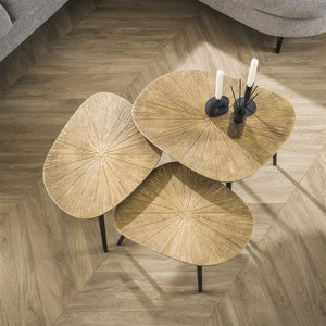 Salontafel set/3 vierhoekig ray metal / Brons ray metal (Magazijn sale)