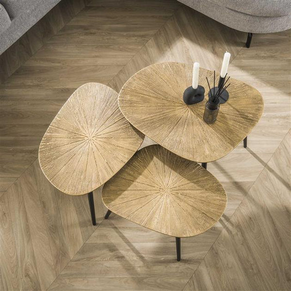 Salontafel set/3 vierhoekig ray metal / Brons ray metal (Magazijn sale)