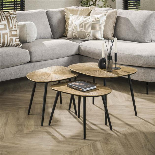 Salontafel set/3 vierhoekig ray metal / Brons ray metal (Magazijn sale)