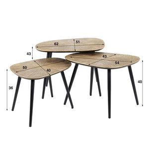 Salontafel set/3 vierhoekig ray metal / Brons ray metal (Magazijn sale)