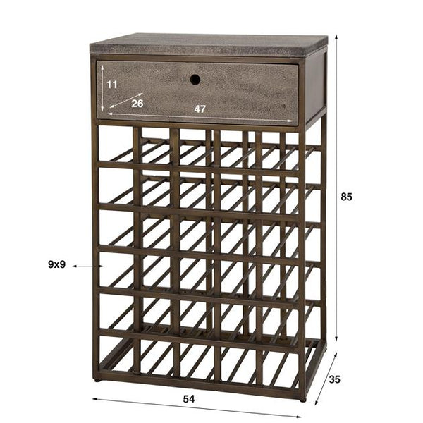 Wijnkast Ferro 1 lade / Brons antiek (Magazijn sale)