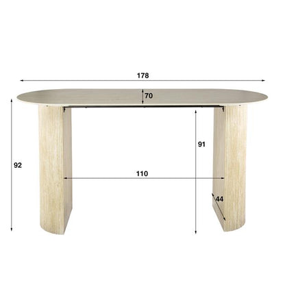 Bartafel Romano Arch plat ovaal 180x70 cm / Keramiek travertin