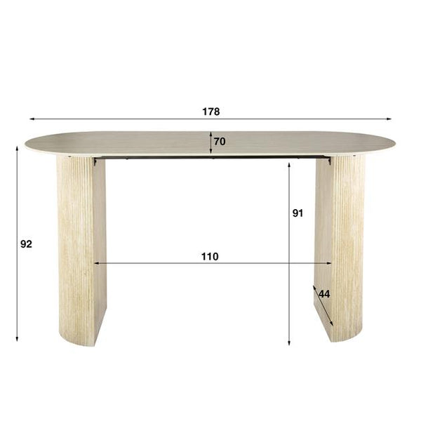 Bartafel Romano Arch plat ovaal 180x70 cm / Keramiek travertin