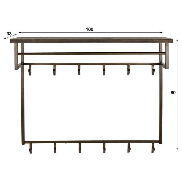 Kapstok Ferro hoog 12 haken / Brons antiek