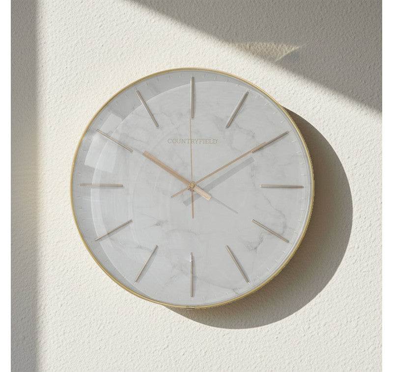 Wandklok Bellamy rond wit marmer Countryfield Ø35 cm (NIEUW)