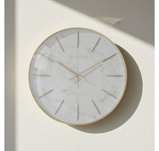 Wandklok Bellamy rond wit marmer Countryfield Ø35 cm