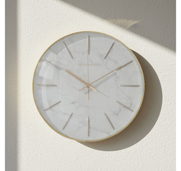 Wandklok Bellamy rond wit marmer Countryfield Ø35 cm (NIEUW)