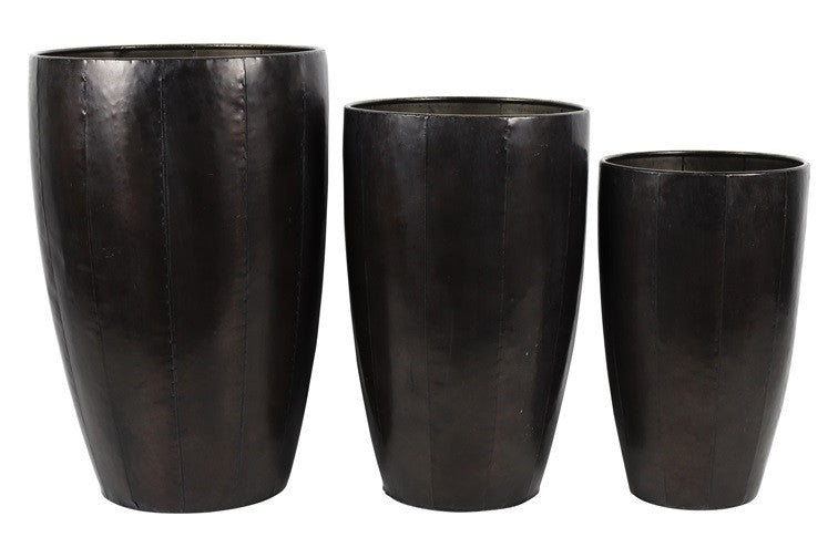 Vaas Eleora set van 3 stuks antraciet - Grote vazen