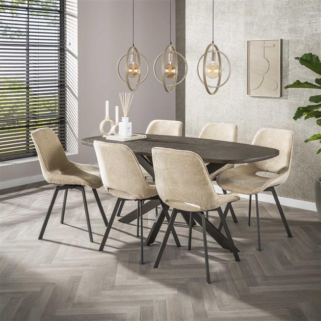 Eettafel Bronvik deens ovaal 180x90 cm / Brons liquid metal (Magazijn sale)