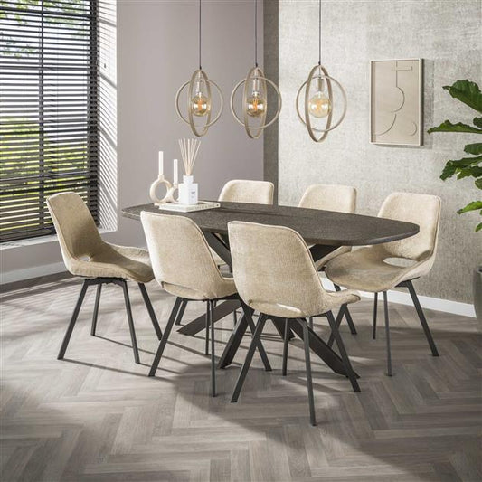 Eettafel Bronvik deens ovaal 180x90 cm / Brons liquid metal (Magazijn sale)