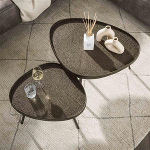 Salontafel Contour driehoekig set van 2 / Brons liquid metal (Magazijn sale)