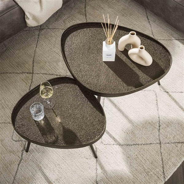 Salontafel Contour driehoekig set van 2 / Brons liquid metal (Magazijn sale)