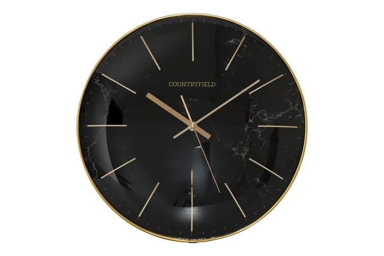 Wandklok Bellamy rond zwart marmer Countryfield Ø35 cm (NIEUW)