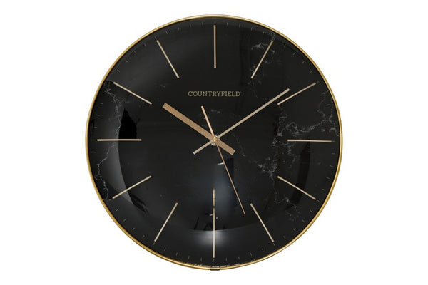 Wandklok Bellamy rond zwart marmer Countryfield Ø35 cm (NIEUW)