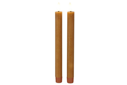 2 stuks LED Dinerkaars rustiek amber - 24 cm hoog + afstandsbediening (Countryfield)