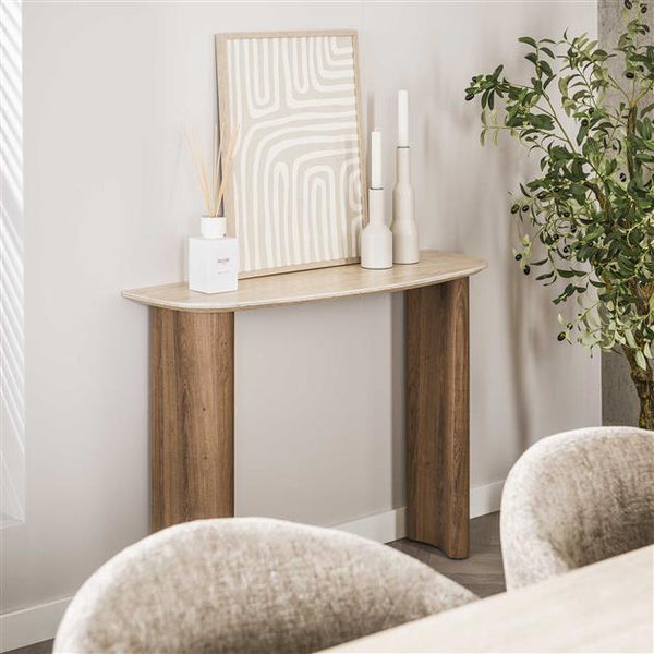 Kaptafel/bureau Romano curvo / Ceramic Travertine