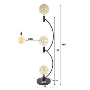 Vloerlamp Arcus 3-lichts / Sienna bruin