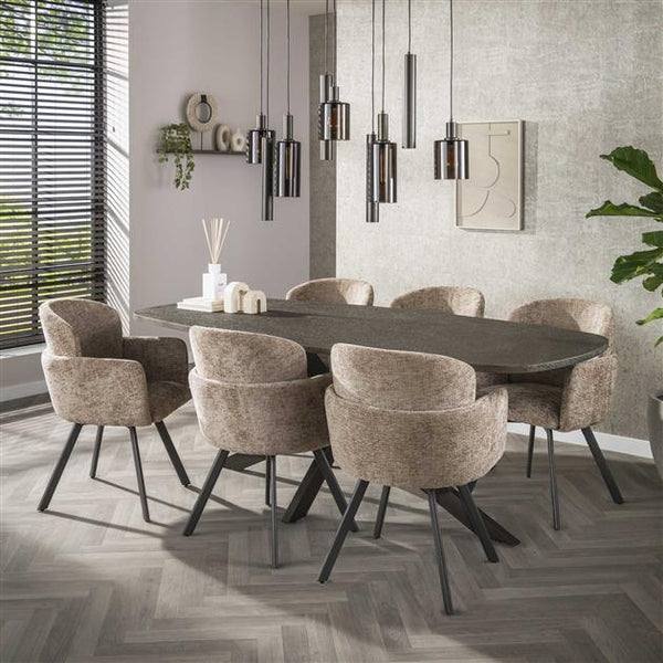 Eettafel Bronvik deens ovaal 215x105 cm / Brons liquid metal