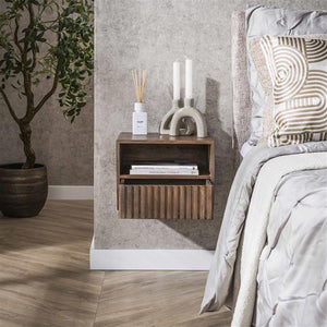 Nachtkastje 1 lade  open vak Carve / Massief acacia drift brown