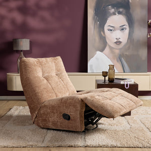 Relaxfauteuil Mila handmatig & draaibaar met unieke schommelstand - Cinnamon stof