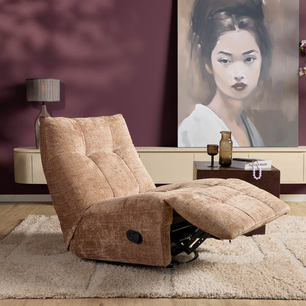 Relaxfauteuil Mila handmatig & draaibaar met unieke schommelstand - Cinnamon stof