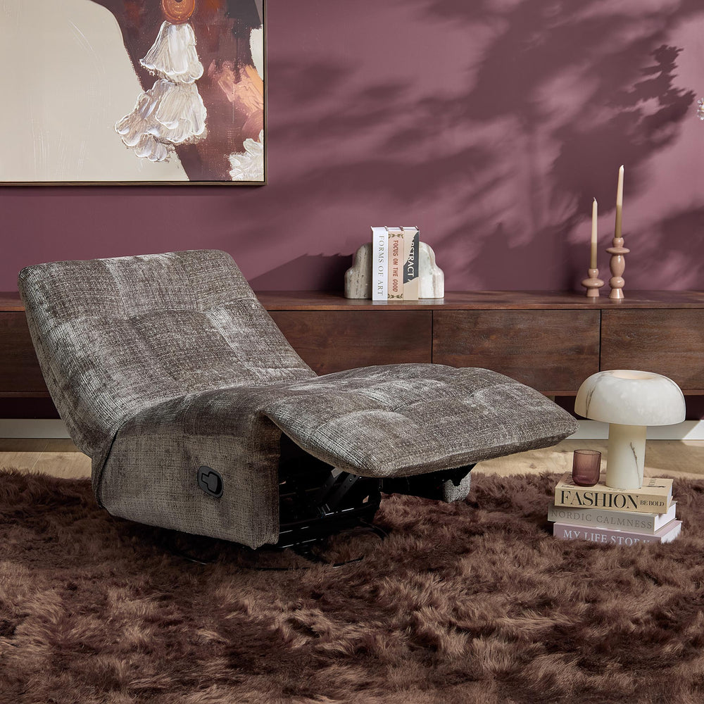 Relaxfauteuil Mila handmatig & draaibaar met unieke schommelstand - Grijze stof