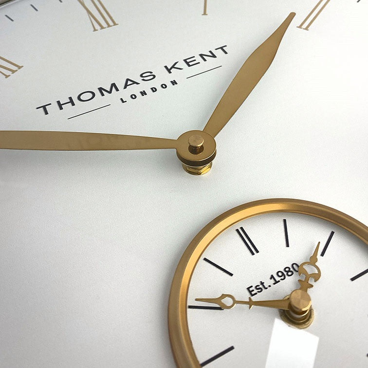 Thomas Kent wandklok "Timekeeper" rond Wit/Goud  - Ø48 CM
