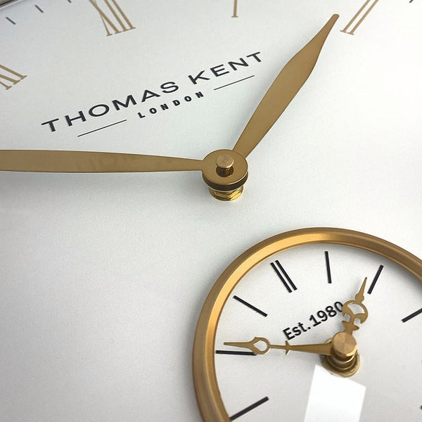 Thomas Kent wandklok "Timekeeper" rond Wit/Goud  - Ø71 CM