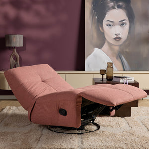 Relaxfauteuil Izzy handmatig & draaibaar met unieke schommelstand - Roze stof