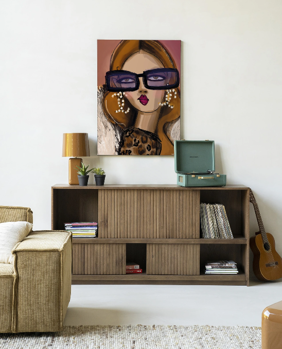 Glasschilderij "Diva" Urban Cotton - Leverbaar in verschillende afmetingen