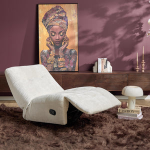 Relaxfauteuil Mila handmatig & draaibaar met unieke schommelstand - Witte stof (Off white)