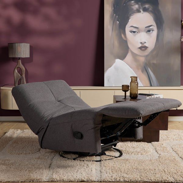 Relaxfauteuil Izzy handmatig & draaibaar met unieke schommelstand - Antraciet stof